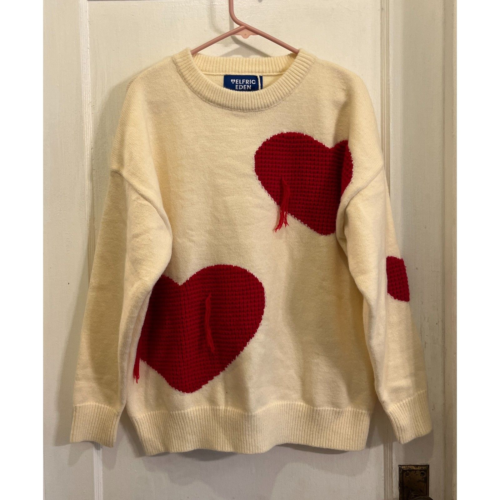 Nwt Aelfric Eden White Red Love Heart Pullover Sweater Top Men’s Size Small — image 2 of 8